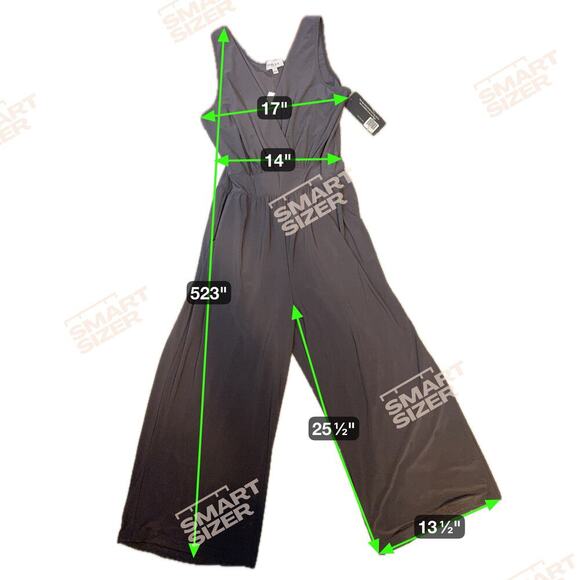 GILLI V-Neck Sleeveless Pockets Wide Ankle Leg Jumpsuit Gray Women's Large NWT - Picture 10 of 10